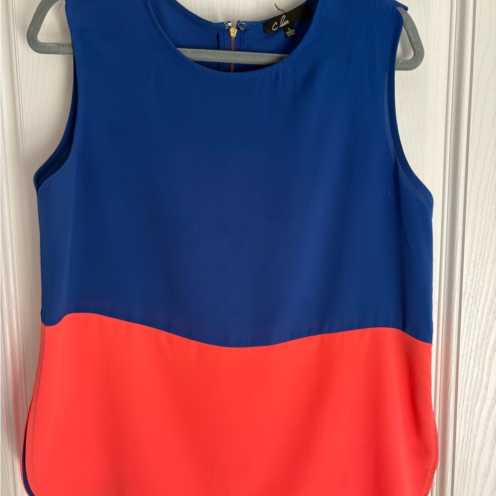 Colorblock Sleeveless Top - Blue and Orange